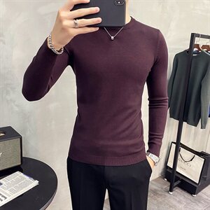 Y903 2021秋冬男式基础低领毛衣品质好库存足 4色男-酒红色,男装针织衫/毛衣,电商A211