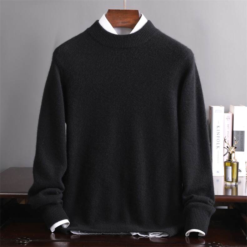 高品质男士羊绒开衫秋季商务休闲必备圆领套头毛衣保暖舒适男装，男装羊绒开衫，冬季工坊