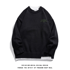 白底22秋冬潮流设计假两件圆领套头毛衣M223P65加绒75控88-98，男装针织衫/毛衣，电商A247-1