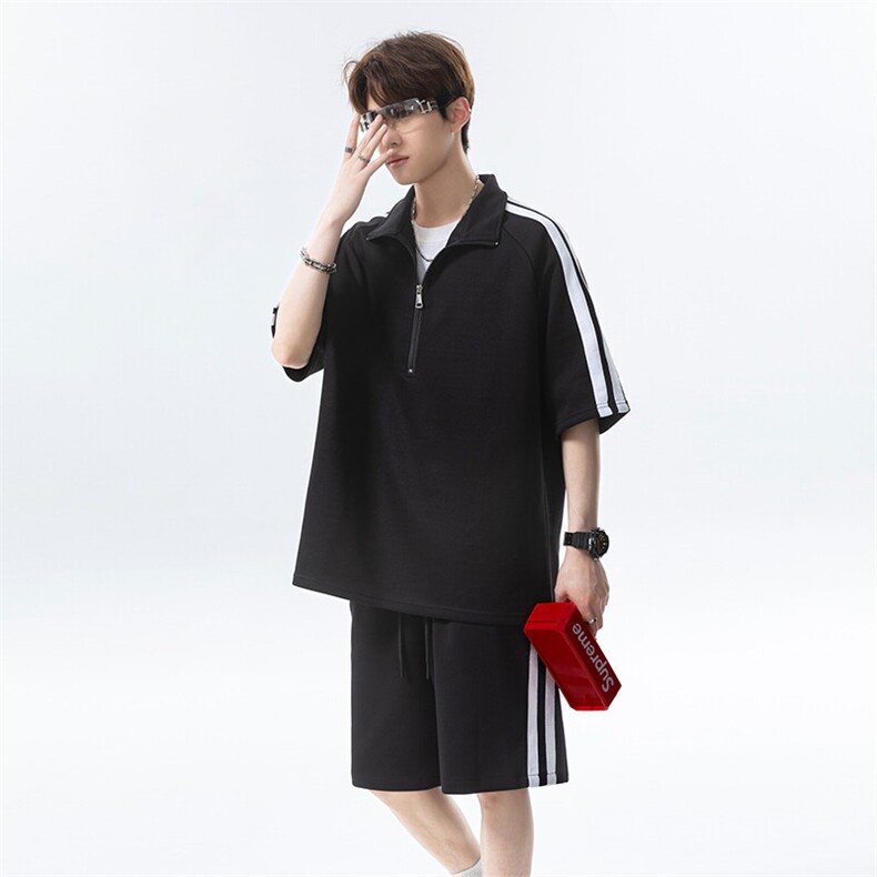夏季半拉链polo衫套装T3637上衣特P31控59/DK8609裤子特P26控49,男装Polo衫,电商A007