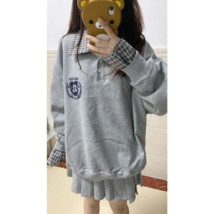 5297-P50原版做工刺绣纯棉华棉复合POLO领卫衣薄款,女装卫衣/绒衫,星座617A-2