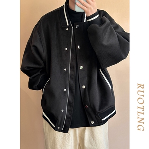 现货-春季呢子棒球服潮牌宽松时尚外套休闲呢子夹克-AJ23058-P115图片