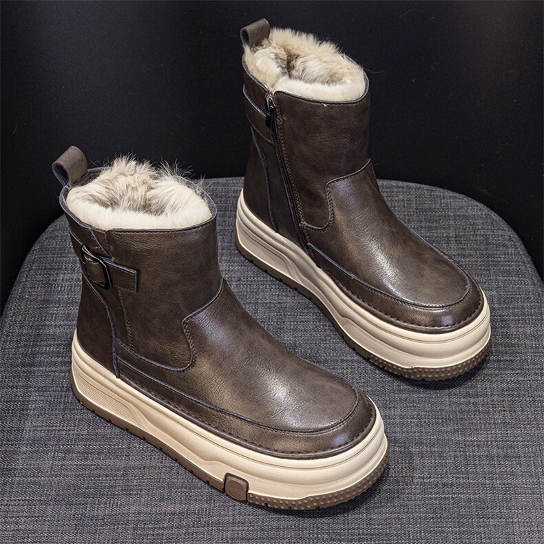 雪地靴女2024新款冬季加绒加厚短靴真皮保暖女棉鞋，女鞋雪地靴，电商A223