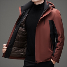连帽羽绒服男冬季加厚户外运动休闲拼色宽松冲锋衣羽绒服外套，男装羽绒服，钱塘723