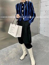 现货 撞色条纹开衫毛衣，女装针织衫/毛衣，东町