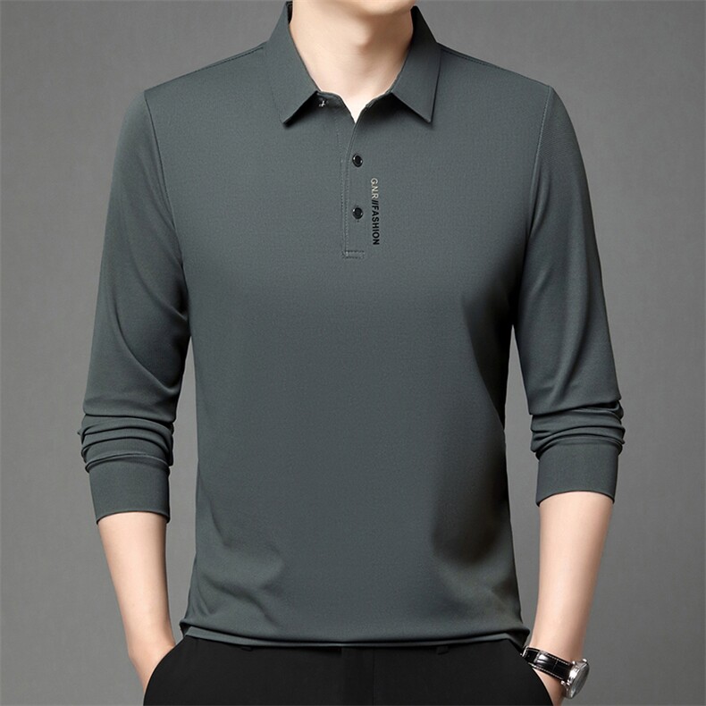2025秋季长袖POLO衫男士时尚透气商务休闲T恤衫PL1180-P30，男装T恤，星座1109