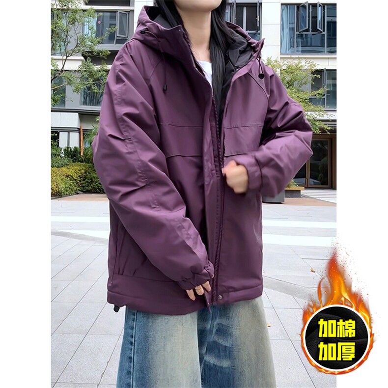 现货5W件冬季三防美式boxy解构连帽雪山冲锋衣棉衣男女棉服厚外套,男装夹克,电商A486