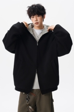 8XL-M500克潮牌百搭卫衣男美式情侣连帽撞色休闲廓形外套WY33P68，女装短外套，电商D206-1