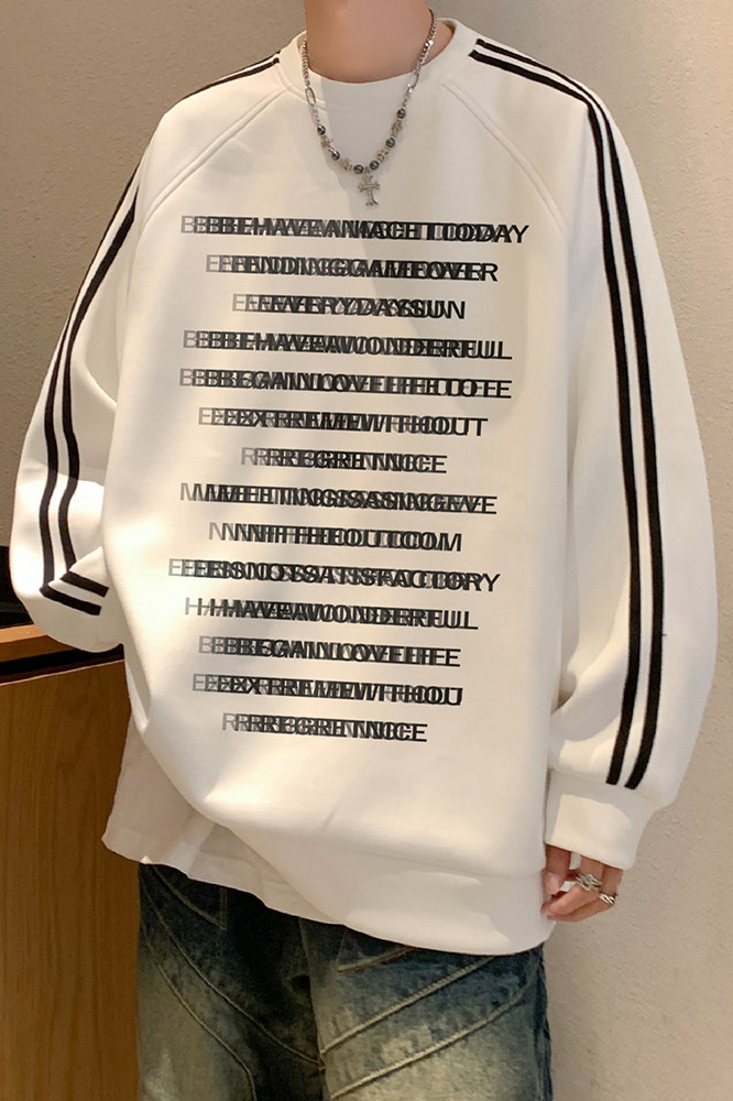 24新款港风字母印花织带插肩袖圆领卫衣A247-B8904P45控68,男装卫衣,电商A247