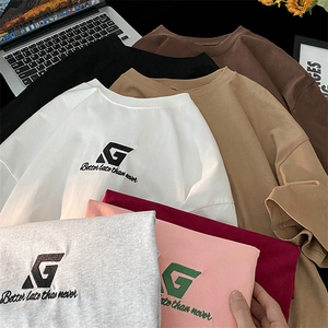 平铺字母刺绣多色短袖T恤男DT77778P22块特价控45：供抖音视频图片