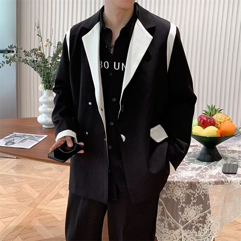 西装男轻熟风设计感小众撞边领西服高级感炸街外套LY57P60,男装西服,星座1116-2