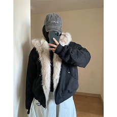 网图鹿皮绒座山雕秋冬连帽猫耳朵男女情侣装棉服外套-A2350P80，男装棉衣，电商B241