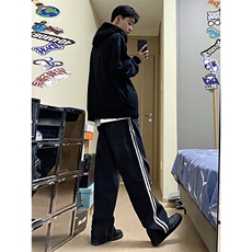 B221美式ins高街暗黑小众宽松直筒运动牛仔裤LK23139-P65控88，男装牛仔裤，电商B221