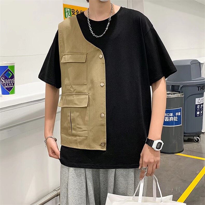 2023春夏季新款男休闲圆领拼接短袖T恤U21P32,男装T恤,星座1116-2