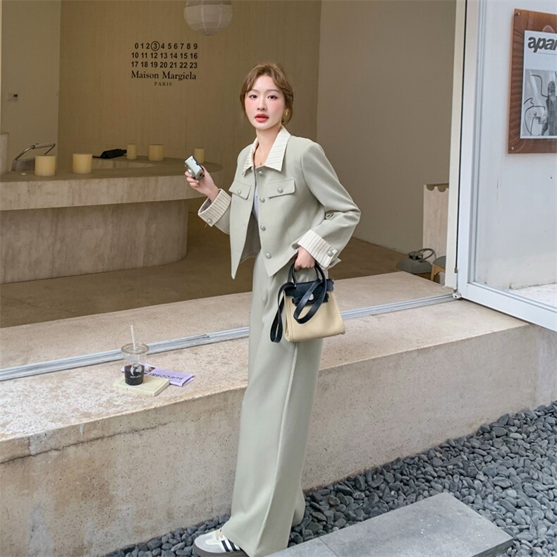 档口现货2026新款春秋女装休闲假两件西装两件套装p175-k258,女装套装/套裙,2C266
