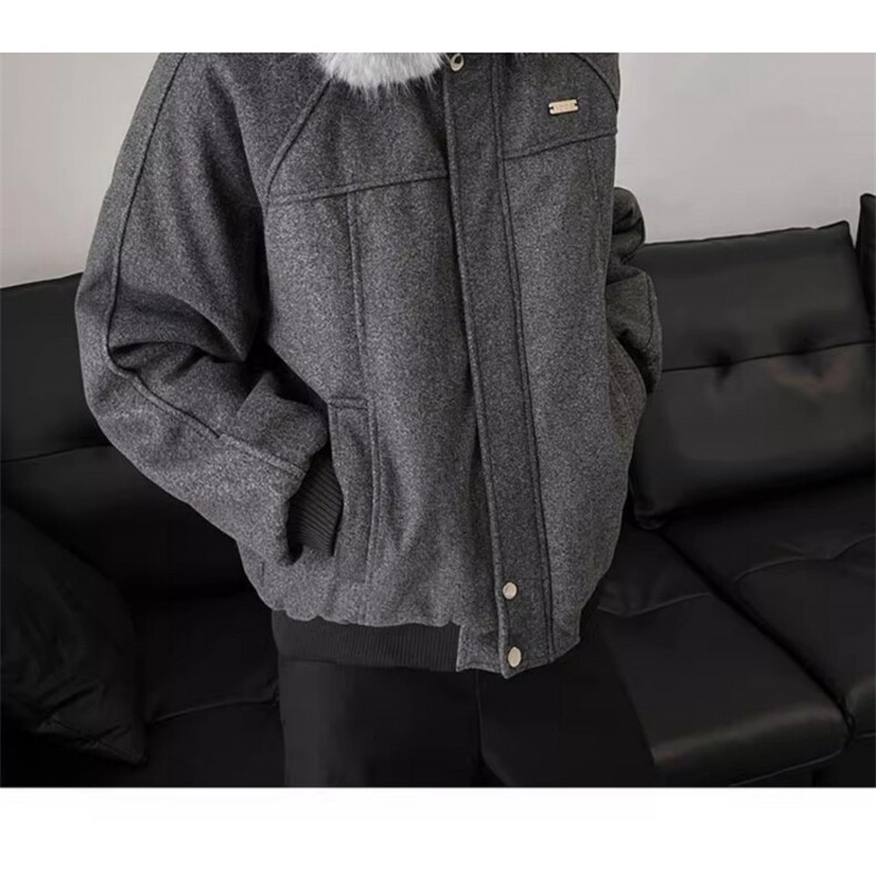 美式复古潮流毛领连帽棉衣男女情侣款冬季加厚保暖呢子棉衣服外套,男装棉衣,星座506A