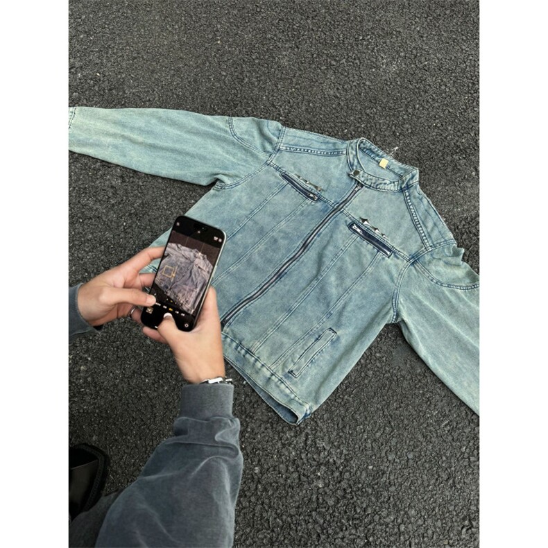 博主风cleanfit牛仔外套男美式复古垫肩夹克JK2409-特P90,男装夹克,星座1007（原301D）
