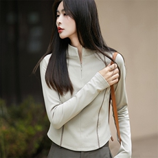 半拉链打底女25秋冬修身德绒新款户外上衣T恤瑜伽服立领保暖上衣，女装针织衫/毛衣，佳绒高端店
