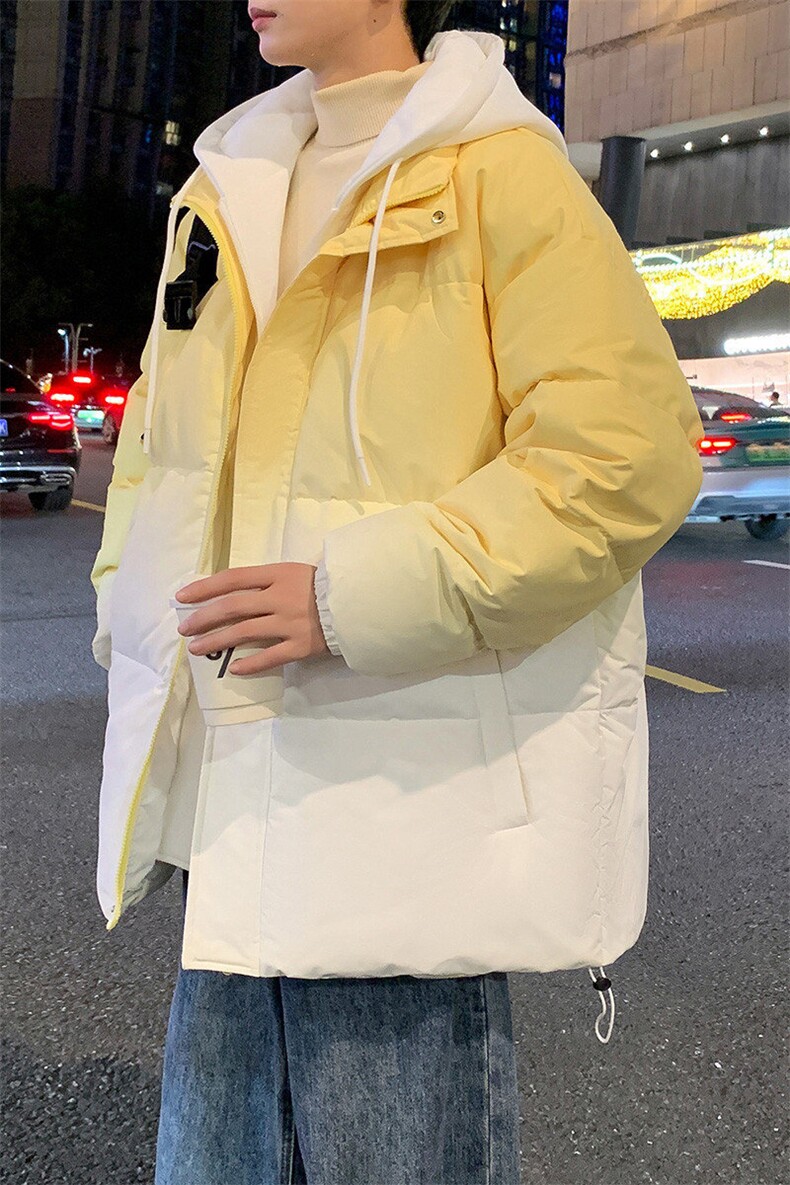现货中性风棉衣男渐变假两件连帽二开加厚棉袄DSA157B-M8870-P90,男装棉衣,电商A157B