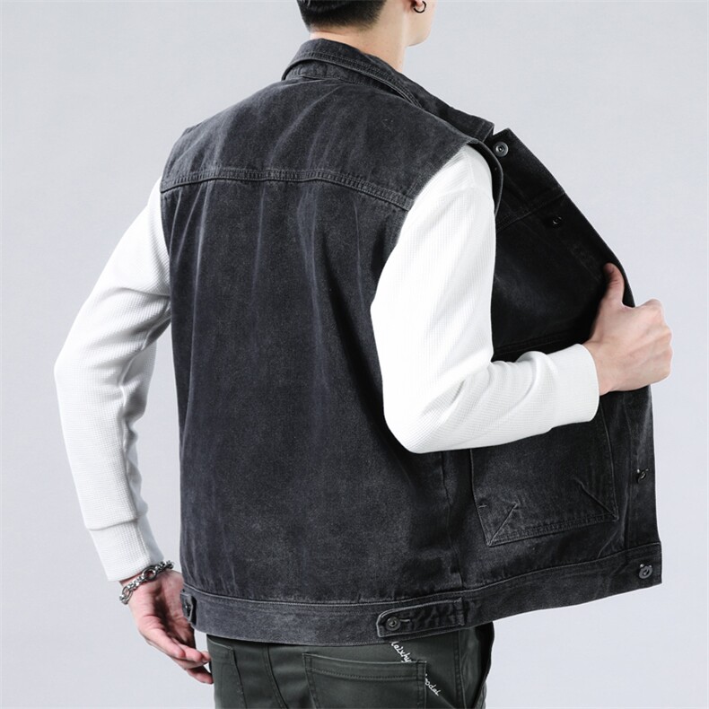 牛仔马甲男士修身坎肩外套背心马夹黑灰色XZ1112-1608-P68,男装背心/马甲,电商B223（原星座515-1）