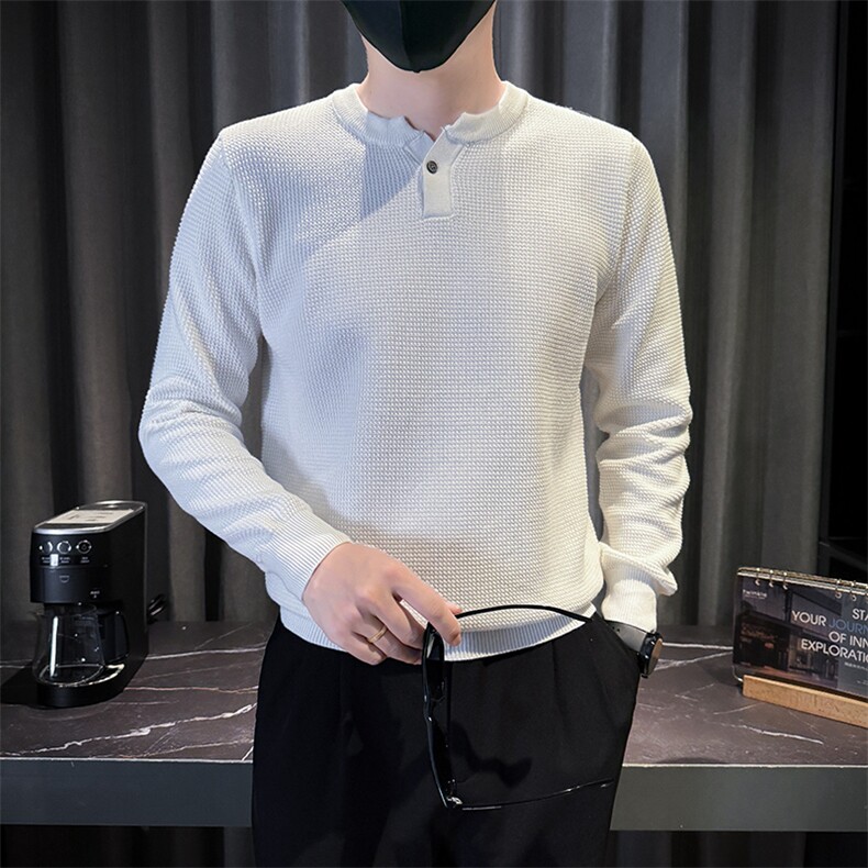 E41080-M-3XL-P88秋季打底男士休闲针织纯色百搭套头修身毛衣男，男装T恤，电商B255