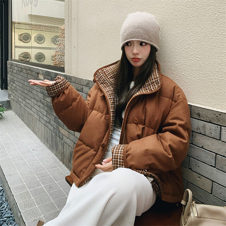 2025冬季新款羽绒服两面穿外套时尚休闲203-8826-P325-K418，女装羽绒服，帛锦泉