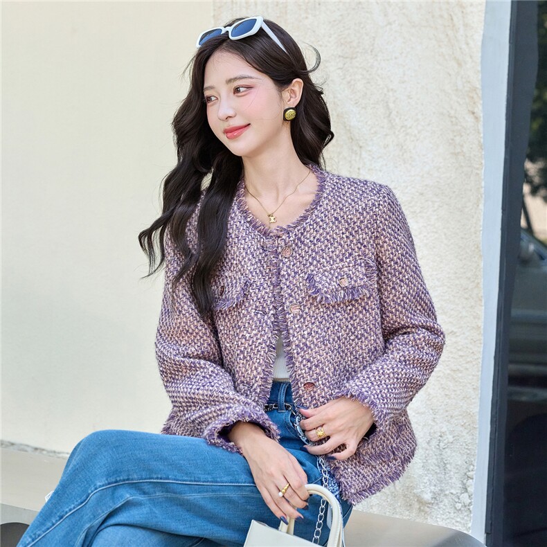 【bao款小香现货】2025秋冬新款重工粗花呢小香流苏外套含30羊毛,女装短外套,雅静靓衣