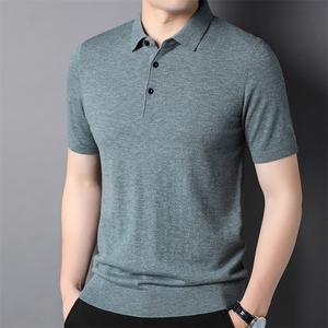 秋冬季新款休闲简约套头短袖polo羊毛衫中年男士商务休闲上衣图片