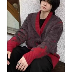 圣诞风红绿色撞色V领毛衣针织衫潮仿貂毛慵懒风MY4428，男装针织衫/毛衣，星座1116A（原606A-3）