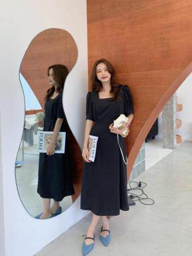 现货!气质方领收腰绑带后背镂空连衣裙，女装连衣裙，FUXINXIN 福歆歆