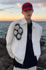 [有货]暗黑系网纱玫瑰夹克小西服廓形飞行员外套JK1010特P96，男装夹克，星座908-1