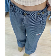 美式刺绣复古休闲竖条纹牛仔裤男女直筒百搭宽松显瘦慵懒长裤D124，男装牛仔裤，星座601-1