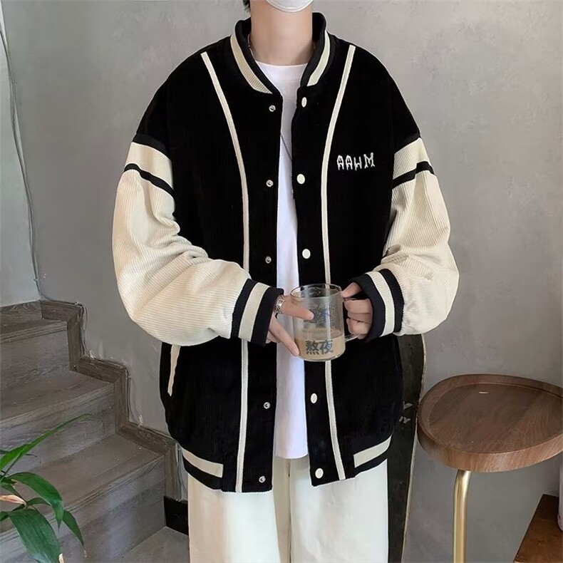 灯芯绒棒球服潮外套男女春秋小众拼色夹克学生宽松百搭9911P63,男装夹克,星座410-2