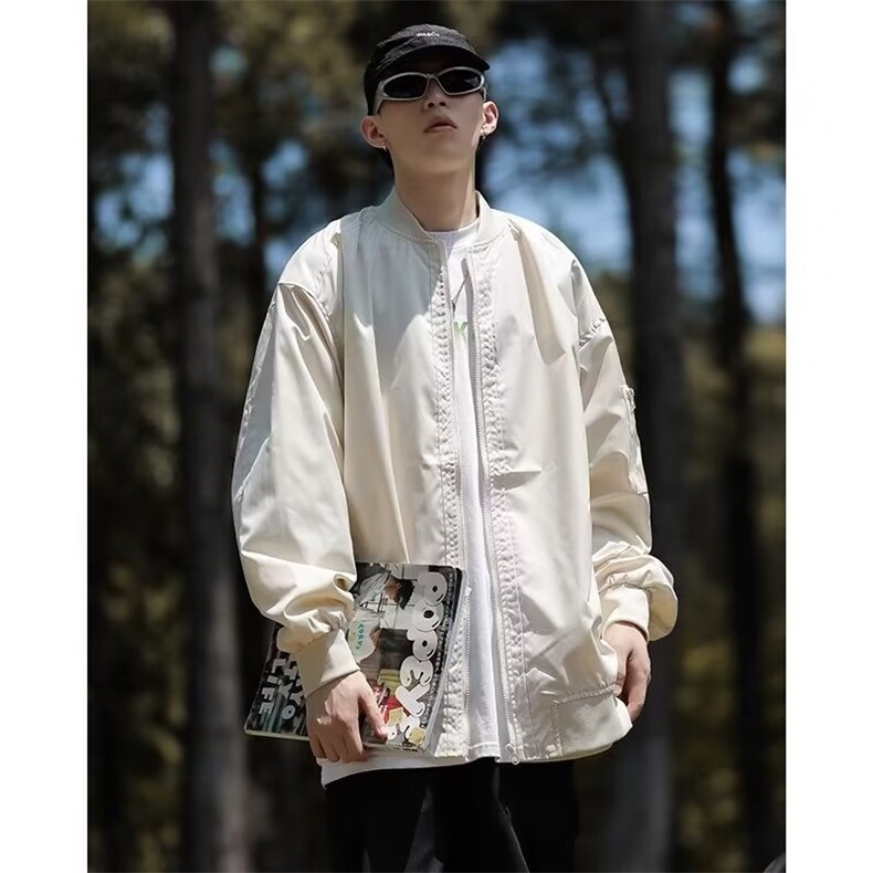 棒球服外套男秋季美式vintage潮牌复古高级感男装宽松飞行员夹克图片