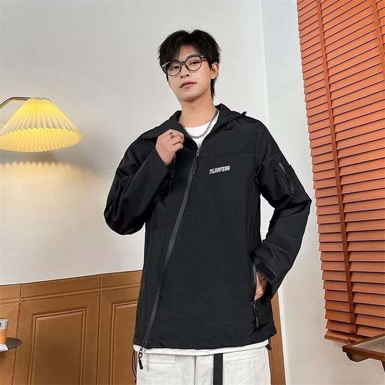 斜拉链冲锋衣外套男春秋季硬壳压胶防水锁温三合一夹克030/P68,男装夹克,星座506