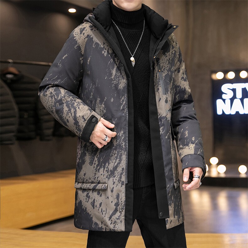中长款羽绒服男士冬季加厚保暖外套中青年男装连帽休闲潮流上衣,男装羽绒服,电商B212（原钱塘6029）
