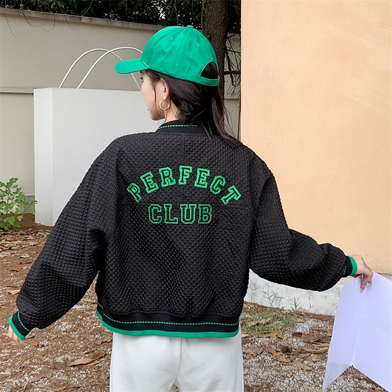 【现货新品】短款棒球服外套女2025秋季刺绣拼接时尚夹克休闲上衣,女装短外套,美沁