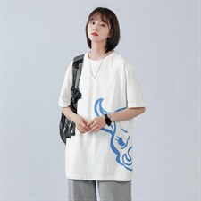 中性风个性印花短袖T恤男夏季bf风百搭半袖体恤衫棉T136P35，男装T恤，电商A089-1