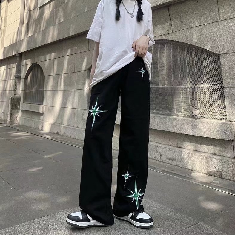 高街坠感拖地休闲裤百搭直筒青少年潮流嘻哈长裤男裤子AK706-P30,男装休闲裤,星座1008