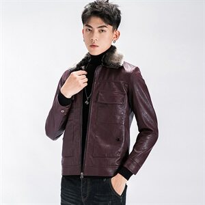PY98皮毛一体羊羔毛男外套网红快手同款加绒机车服图片