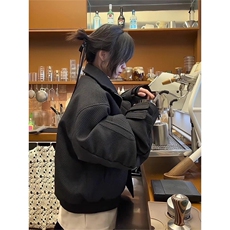 美式翻领夹克男款春秋设计感工装外套解构短款棒球服LJK5066-P75，男装夹克，星座1008