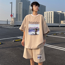 ！版权！2025夏季新款男士华夫格短袖T恤套装一套HTZ108P50，男装T恤，电商B220