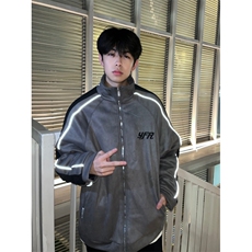 A457-P108棒球棉服撞色拼接麂皮绒外套夹克棉衣刺绣反光条设计，男装夹克，星座911