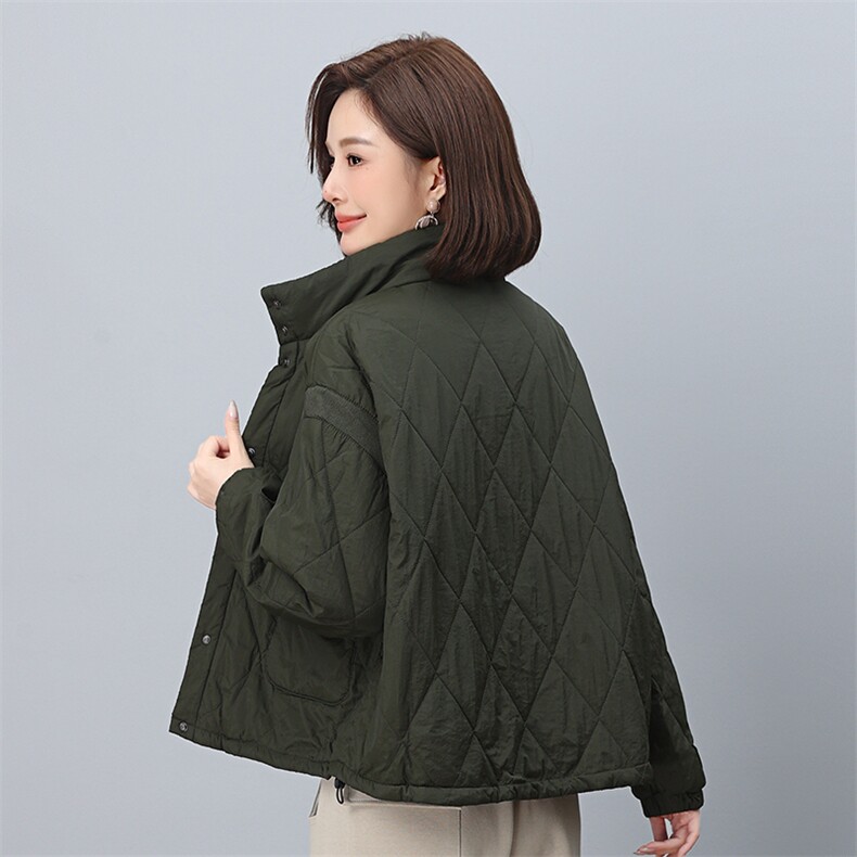 时尚立领拼接针织棉服宽松显瘦保暖外套,女装棉衣/棉服,叶笙衣