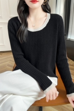 短款修身内搭打底衫2024秋新款休闲百搭，女装羊毛衫，蒙特羊绒