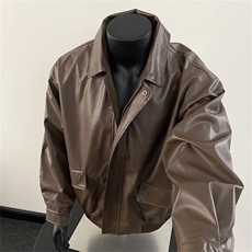 潮牌美拉德男秋冬季加绒痞帅机车服休闲宽松真皮夹克Y1014/P62，男装夹克，星座506