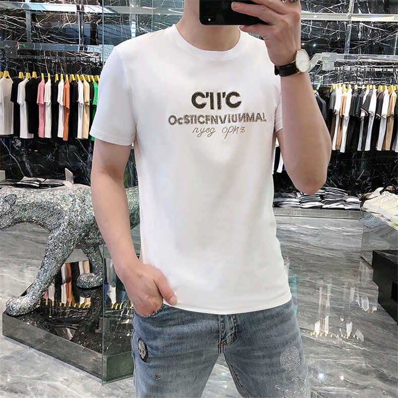 新款高品质高端精品欧货夏季男T恤短袖潮A227B-A-7702-P48,男装T恤,电商A227B（原钱塘4066-1）