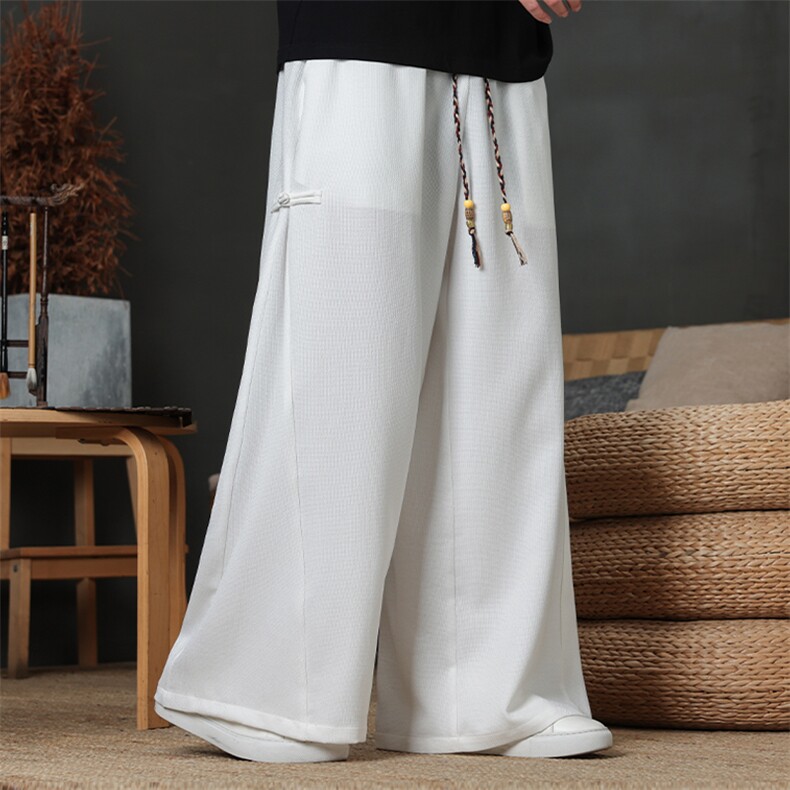 2026原创新款风男装盘扣喇叭裤宽松复古飘逸休闲裤K165-P65，男装休闲裤，电商B277(原6028)