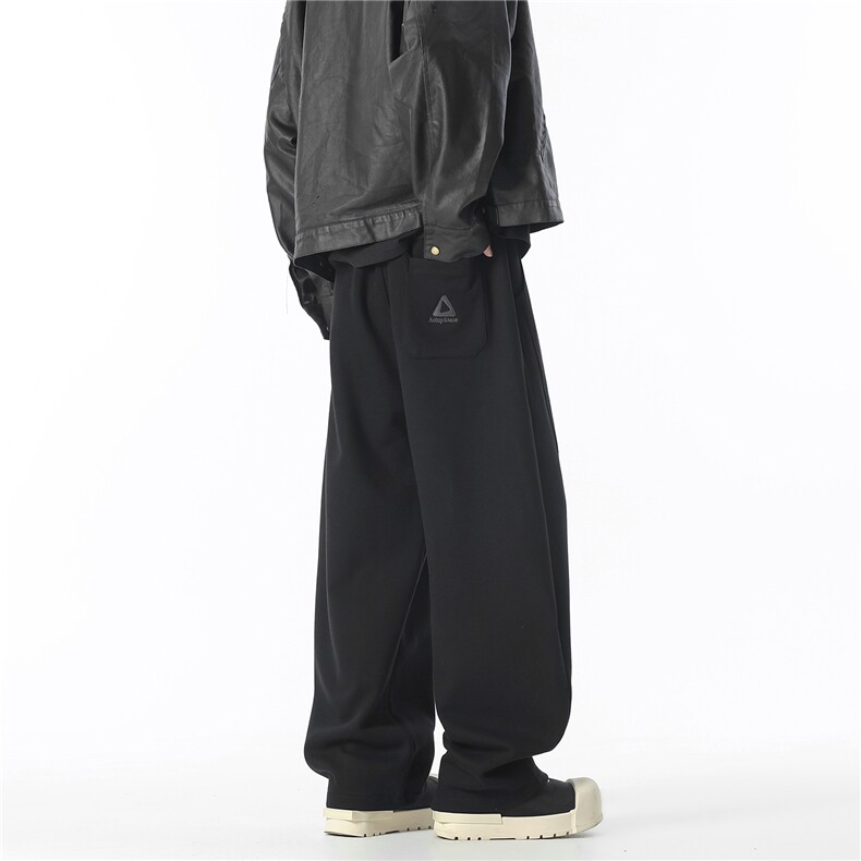 美式重磅弯刀裤子男春秋季加厚垂感阔腿卫裤显瘦潮牌宽松直筒长裤，男装休闲裤，星座1011-1