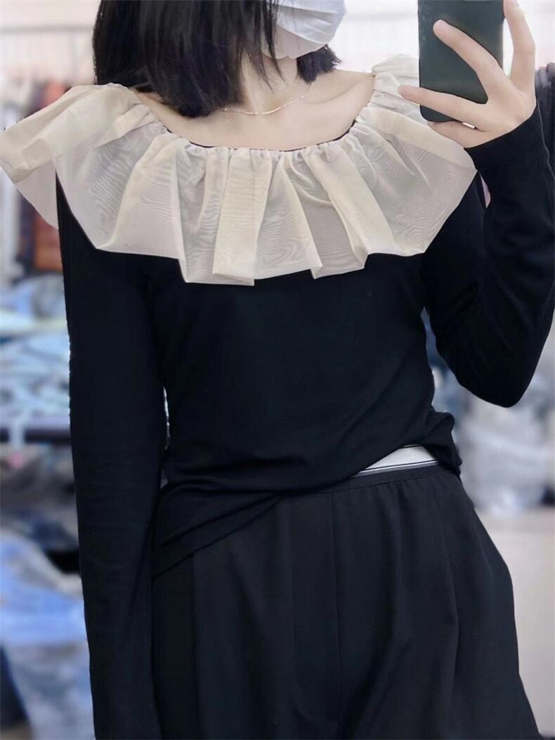 一字肩拼接小衫，其它，N+